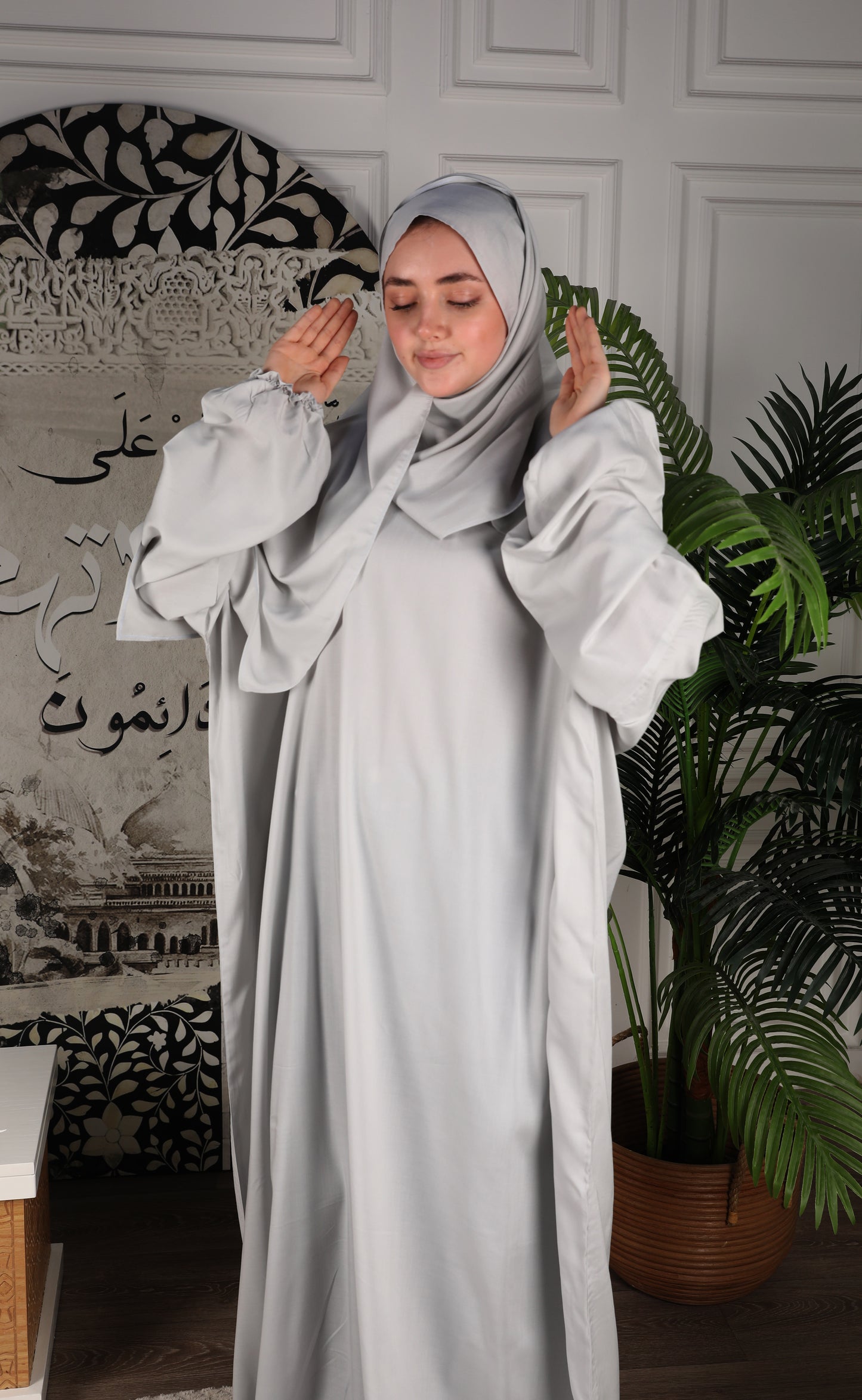 Al-Jenan Classic collection - Luxury Prayer Set - (Gray & Pink) wc set