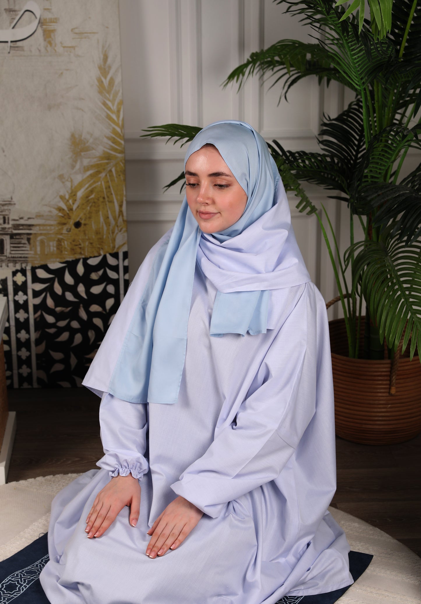Al-Jenan Prayer Dress - Scarf - Cotton (Blue)