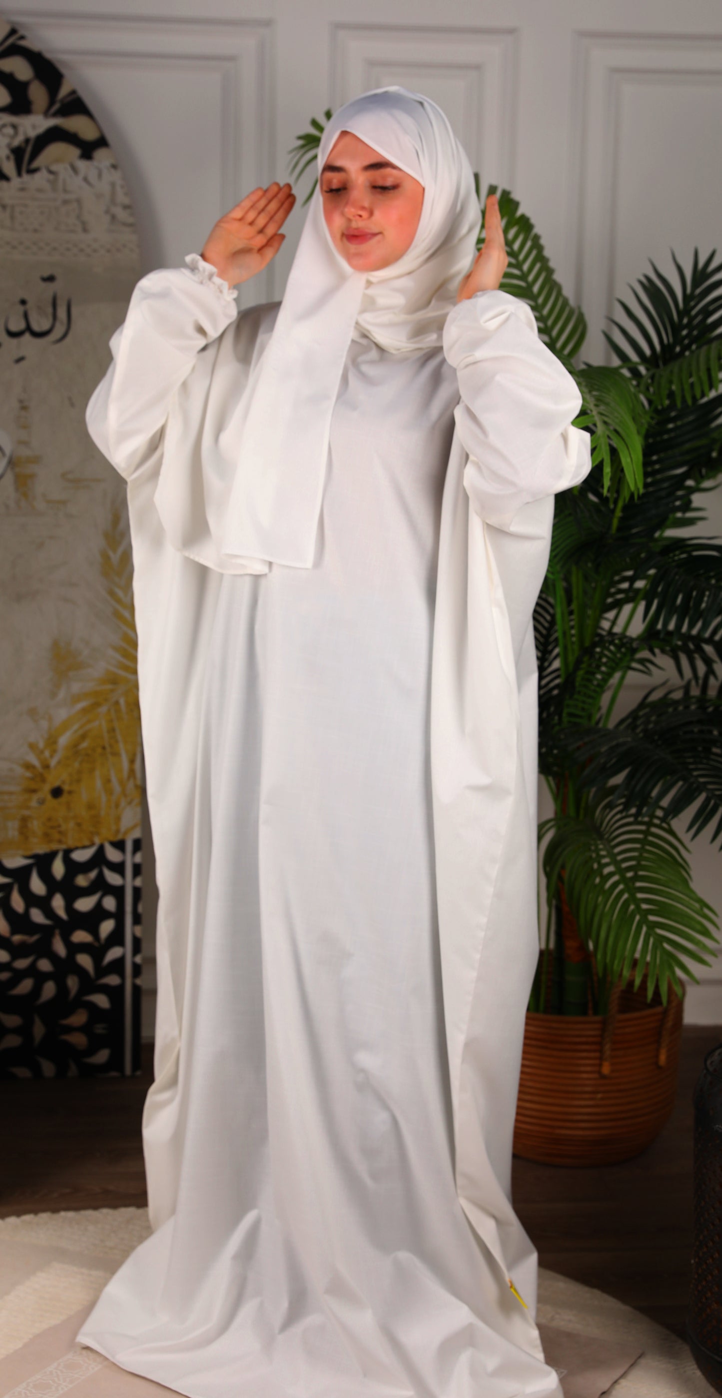 Al-Jenan Prayer Dress - Scarf - Cotton (Off White)