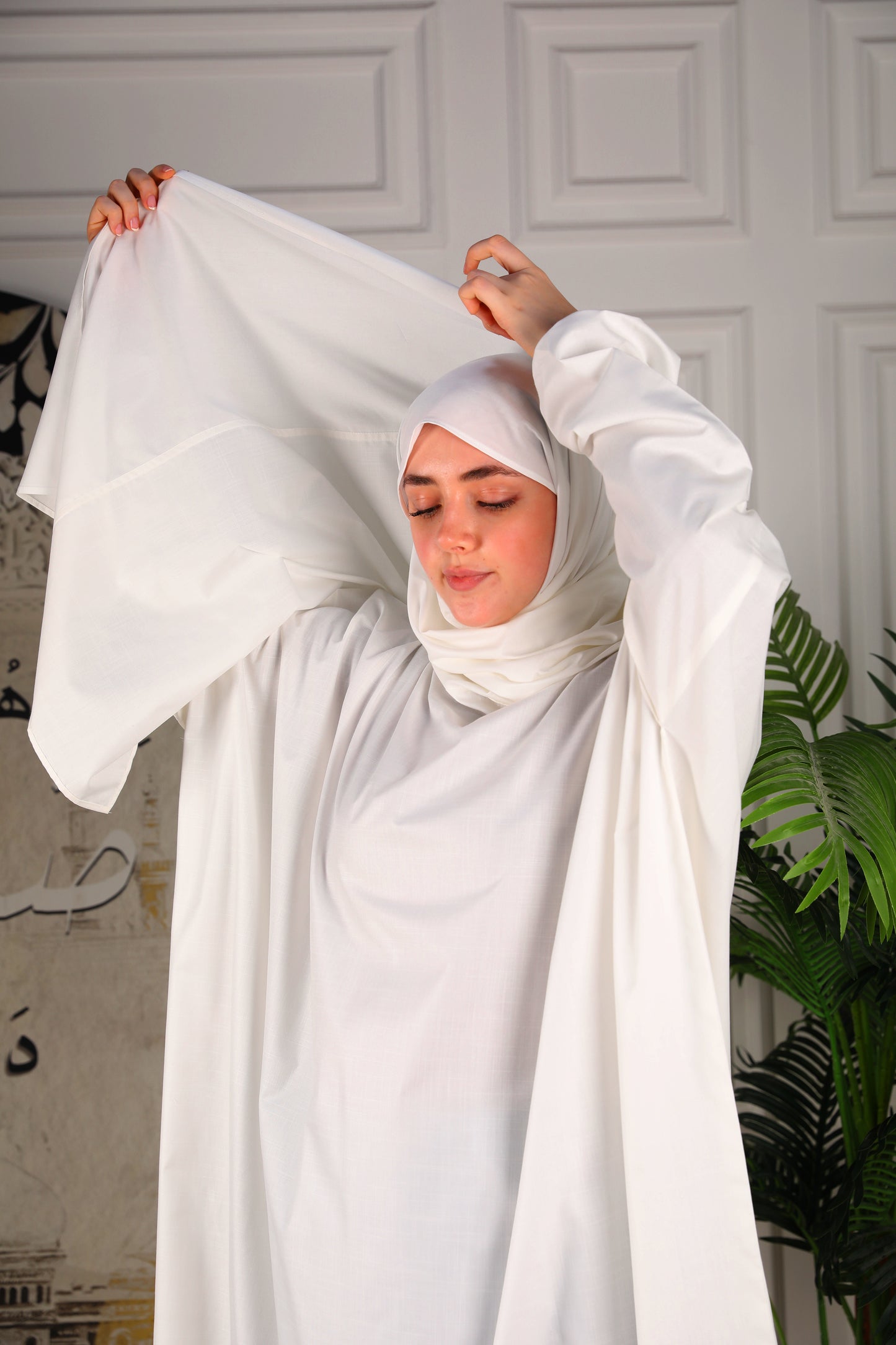 Al-Jenan Classic collection - Luxury Prayer Set - (Olive & Off white) wc set