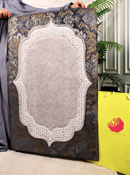 Al-Jenan Prayer Set Andalusian Design Woman (Dark Gray)