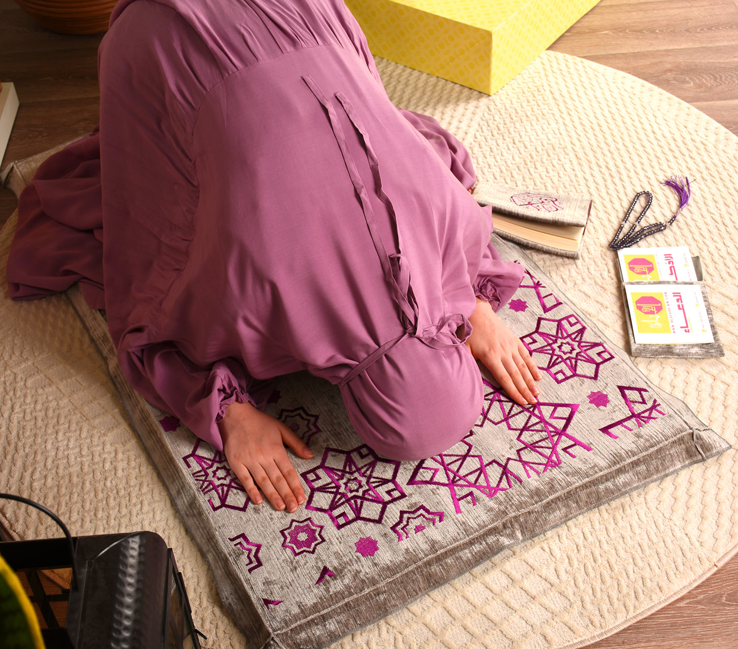 Al-Jenan Classic collection - Luxury Prayer Set - (Gray & Purple)