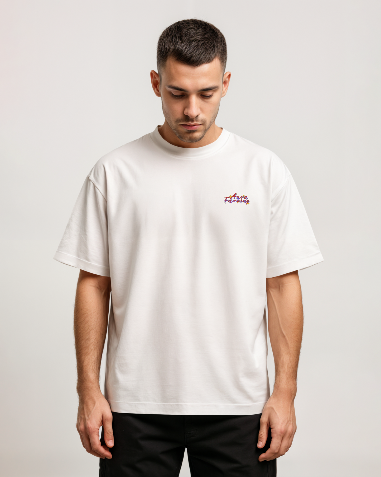 White Oversized T-shirt - AURA FARMING