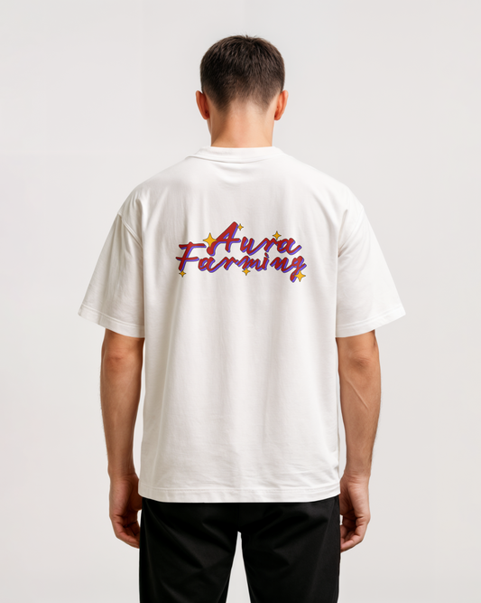 White Oversized T-shirt - AURA FARMING