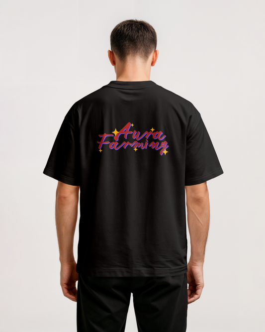 Black Oversized T-shirt - AURA FARMING