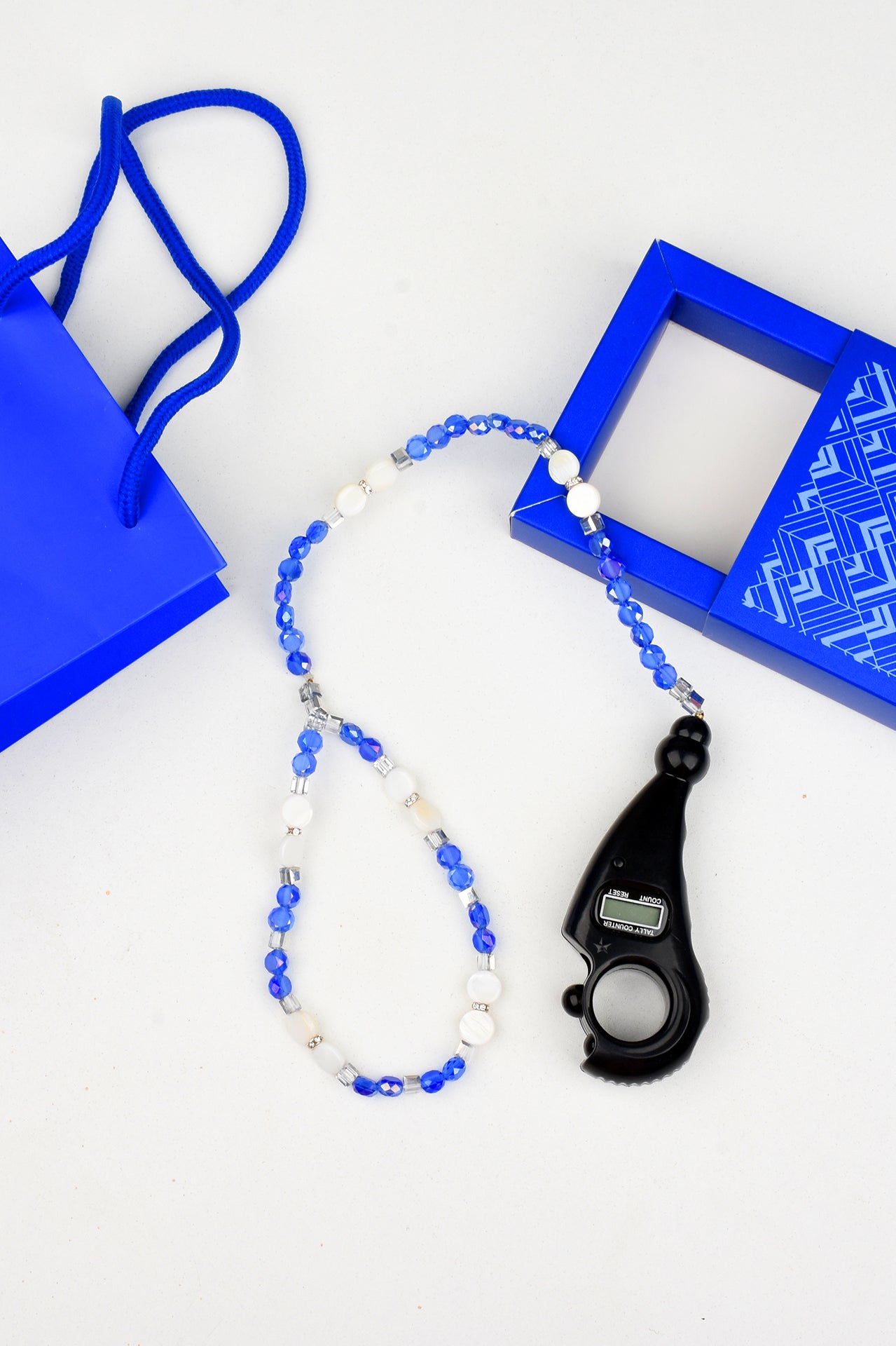 Rich Blue , White and Ivory Electronic Mesbah