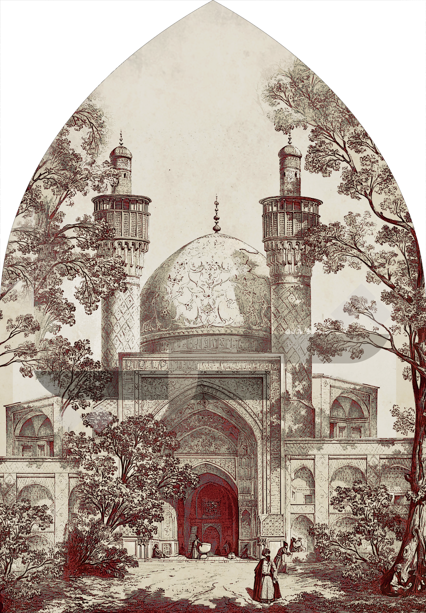 Maroon pointed arch - Masjid